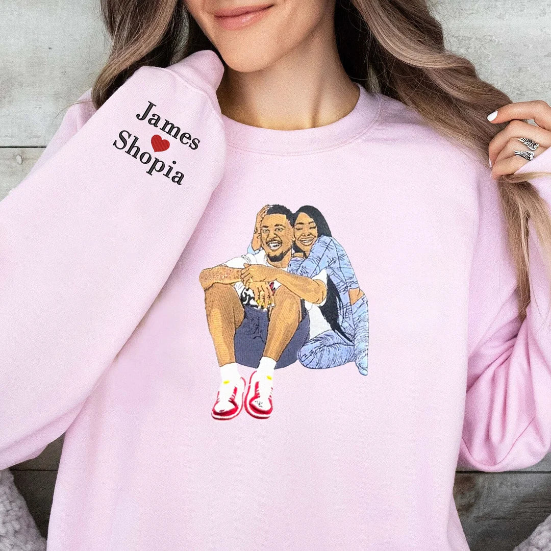 (com detalhes faciais) Moletom bordado colorido personalizado - 💕 Melhor Presente de Dia dos Namorados💕