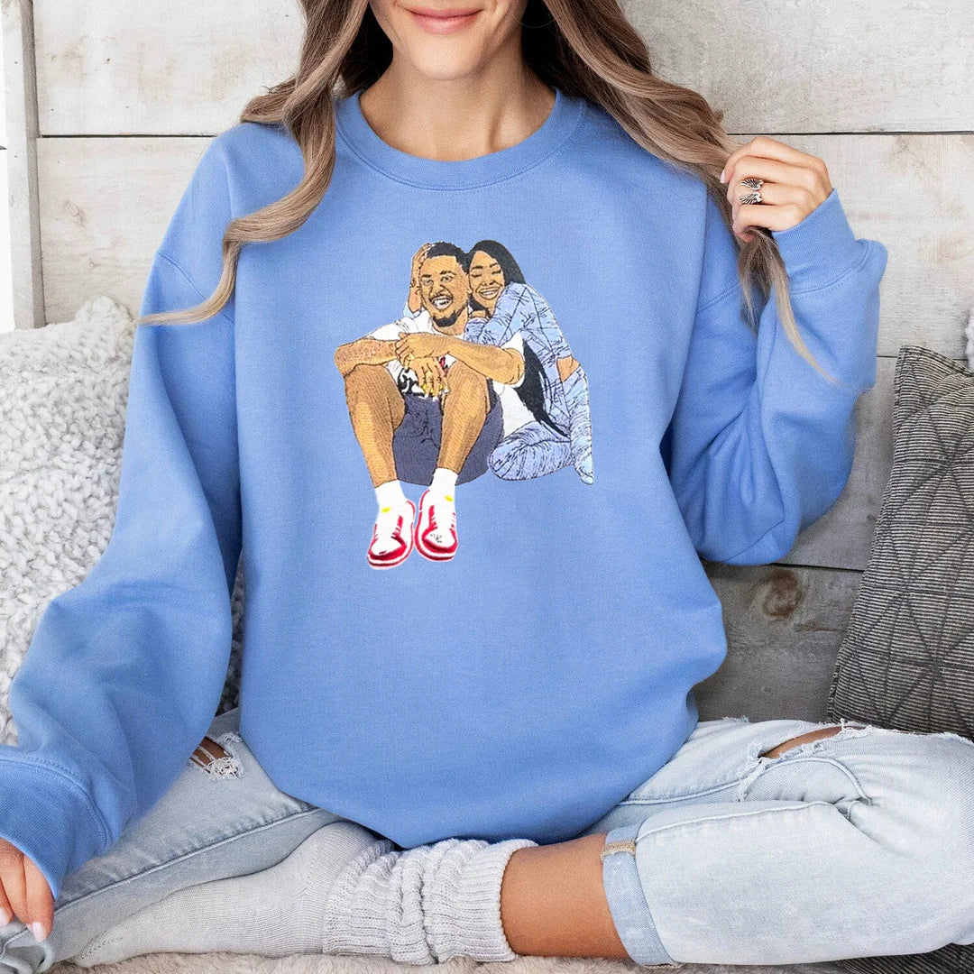 (com detalhes faciais) Moletom bordado colorido personalizado - 💕 Melhor Presente de Dia dos Namorados💕